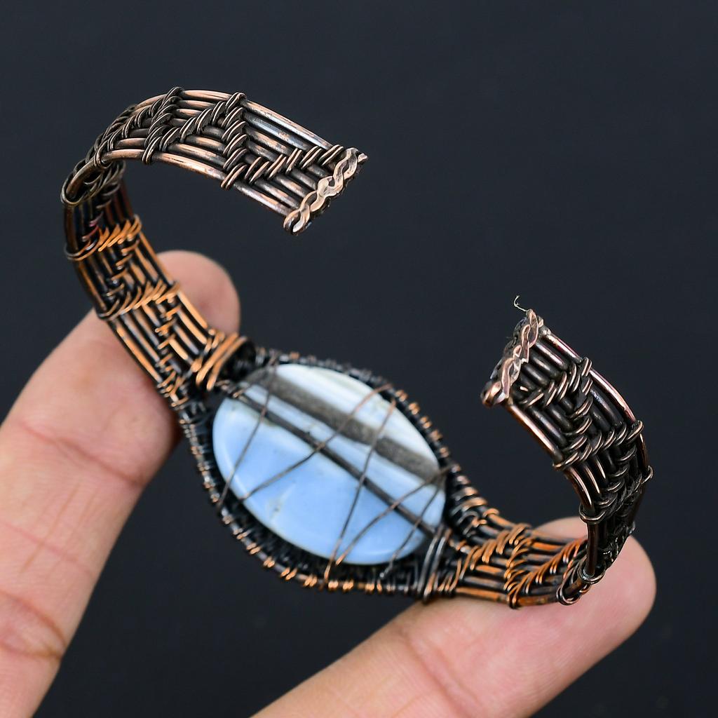 Натуральный опаловый опал Owhyee, регулируемый браслет ручной работы из медной проволоки m3Z02