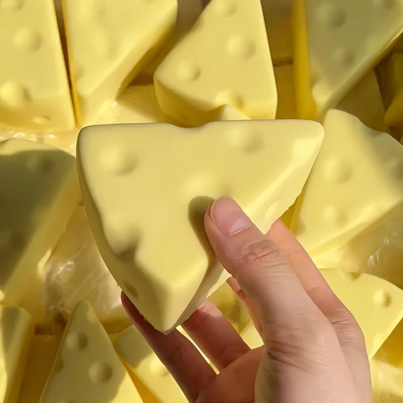 Squishy Simulated Cheese Squeeze Toy Milk-flavored Food Sensory Toy Soft Stress Relief Slow Rising Fidget Toy for Friends Gifts