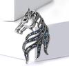 Retro Horse Head Brooch Rhinestone Horse Lapel Pin Vintage Style Alloy Horse Brooch Pin Outfit Accessory for Men Women Coat Shirt Hat
