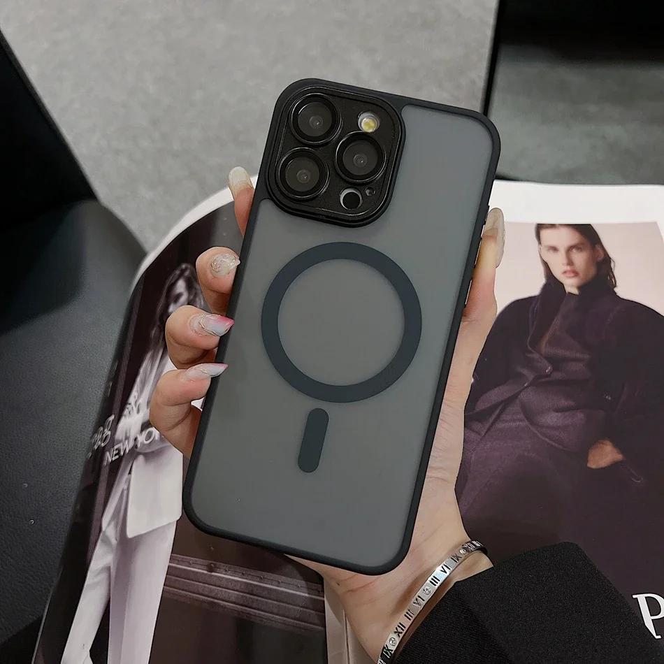 Роскошная защитная пленка для объектива из стекла, магнитный чехол для iPhone 16 15 14 Plus 11 12 13 Pro Max 16Pro 15Pro Max, полупрозрачная матовая крышка