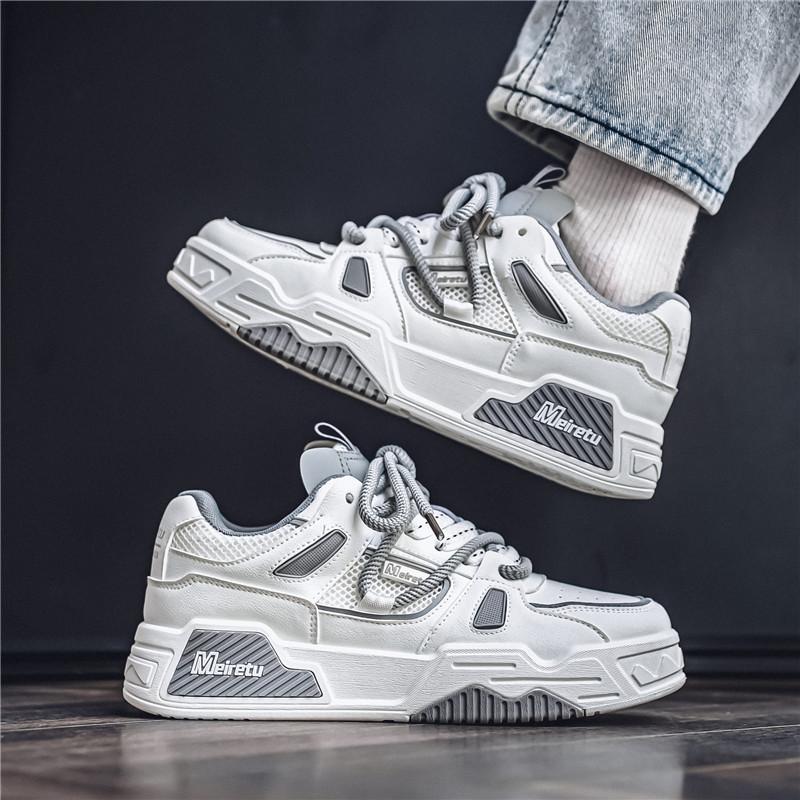 Модные осенние мужские туфли для скейтбординга на толстой подошве, удобные нескользящие повседневные кроссовки на шнуровке для мужчин, для активного отдыха на свежем воздухе