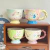 Милая керамическая кружка с тиснением в виде кролика, подглазурная цветная чаша, офисная чашка для молока и завтрака, подарок на день рождения для женщин