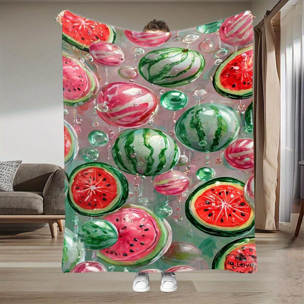 Watermelonthemed pattern Flannel printed blanket suitable for all seasons suitable for living room office sofa and travel