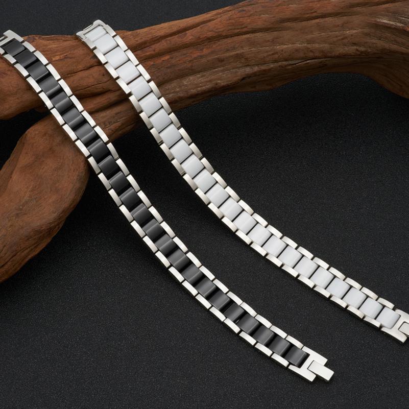 Браслет для лечения магнитными камнями для здоровья, мужские браслеты для облегчения боли при артрите и туннеля запястья, белые, черные керамические украшения