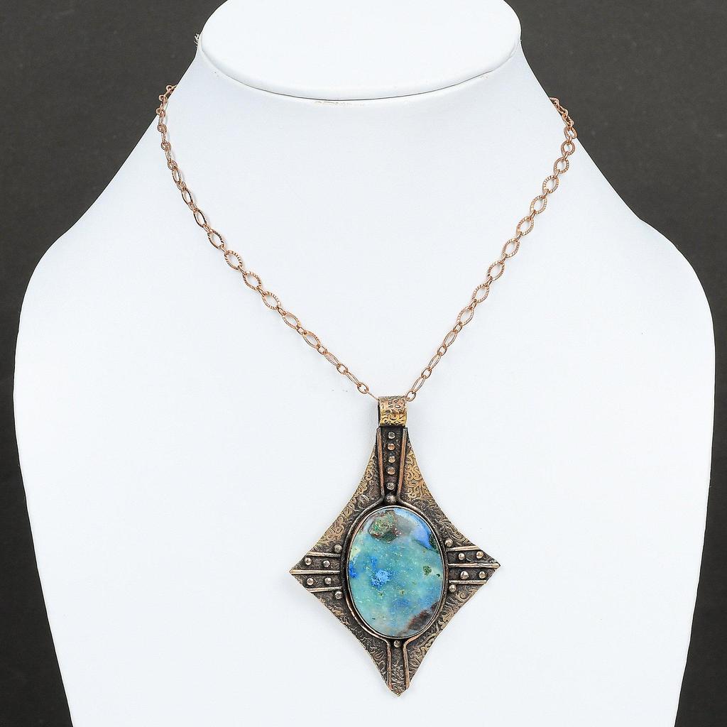 Кулон из шаттукита Медный кулон Этнический кулон Ювелирные изделия из шаттукита Кулон ручной работы Оригинальный кулон с драгоценным камнем Подарок для нее Медные украшения