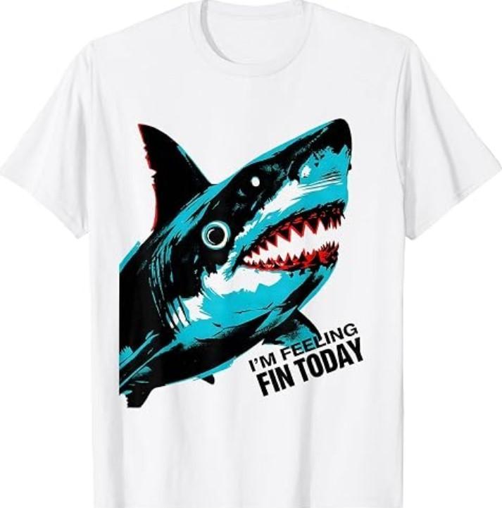 I'm Feeling Fin Today Funny Shark Lover Ocean Humor Gift T-Shirt