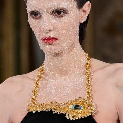 Французский Парижский Стиль Индивидуальность Взрыв Глаза Полные Бриллиантов Ожерелье Легкая Роскошь Высокое Чувство Моды Подиум Цепочка на Ключицу для Женщин