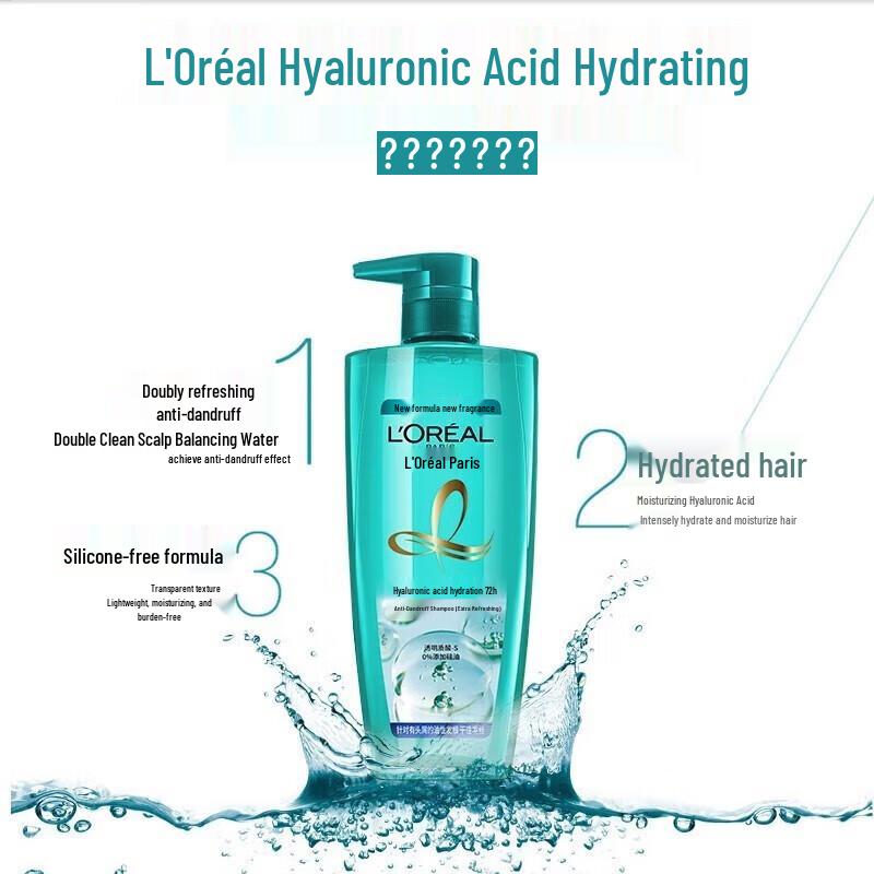 Увлажняющий шампунь против перхоти с гиалуроновой кислотой от L'Oréal, 400 мл