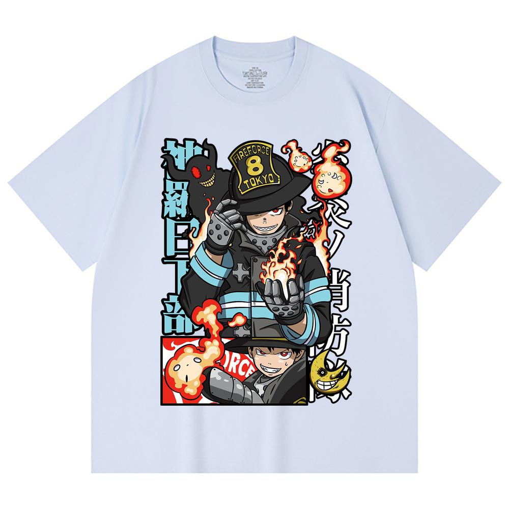 230 Gsm 100% Cotton Fire Force V2 Print Unisex Heavy Cotton T Shirt