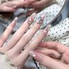 Ледяной Розовый Нюд Накладные Ногти Румяного Оттенка со Стразами - Новый Стиль 2026, Универсальные и Снимаемые