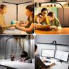 Modern Gooseneck Double LED Desk Lamp Stepless Knob Adjustment High Lumen Wide Head Architect Working Office Metal Shade AC