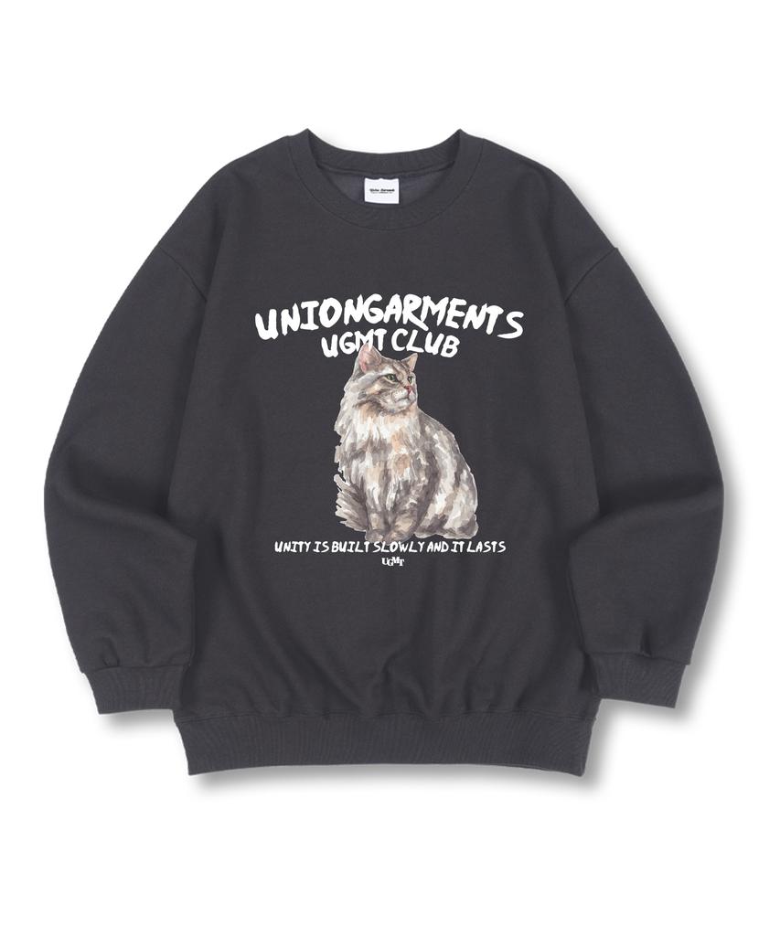 UNION GARMENTS Свитшот оверсайз с рисунком кота, премиальный, двусторонний, 4 цвета