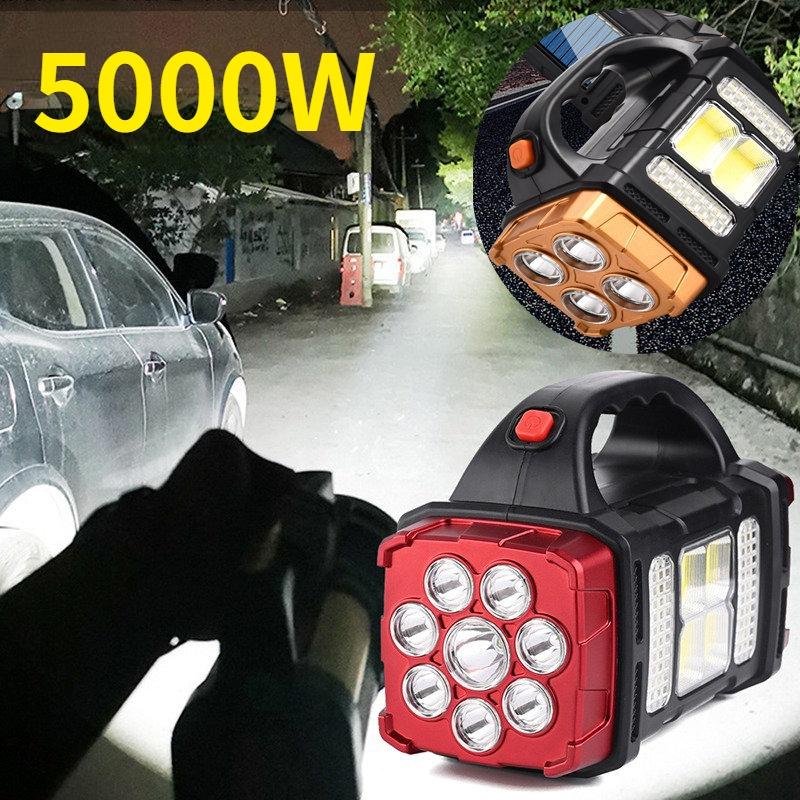 2 шт. портативный мощный солнечный светодиодный фонарик с рабочими фонарями COB, перезаряжаемый через USB, портативный, 4 режима освещения, уличный солнечный фонарик