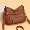 New Women Shoulder Bag PU Soft Leather Large Capacity Crossbody Bag Fashion Simple Multi-pocket Multi-layer Middle-aged Mother Bag