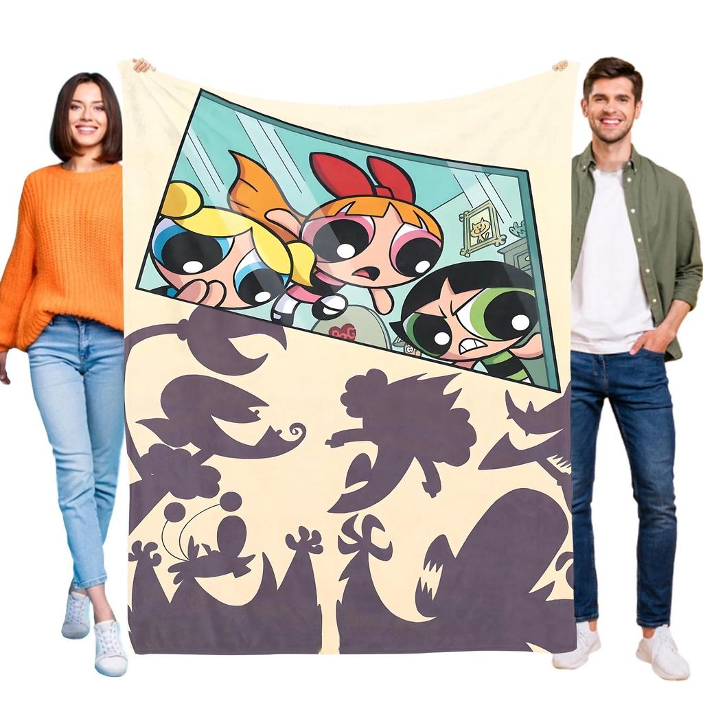 Powerpuff Girls Throw Blanket Sofa Blanket for Halloween Summer Comforter Bedspread Anime Home Decoration
