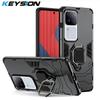 KEYSION Противоударный защитный чехол для VIVO V30 V30 Pro 5G V29e, силиконовый + ПК, металлическое кольцо-подставка, чехол для телефона для VIVO V100 5G Y200