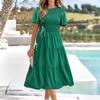 Модные облегающие платья А-силуэта со складками, элегантные свободные платья для женщин, летнее новое повседневное платье для отпуска с круглым вырезом, женское винтажное длинное платье больших размеров 26357