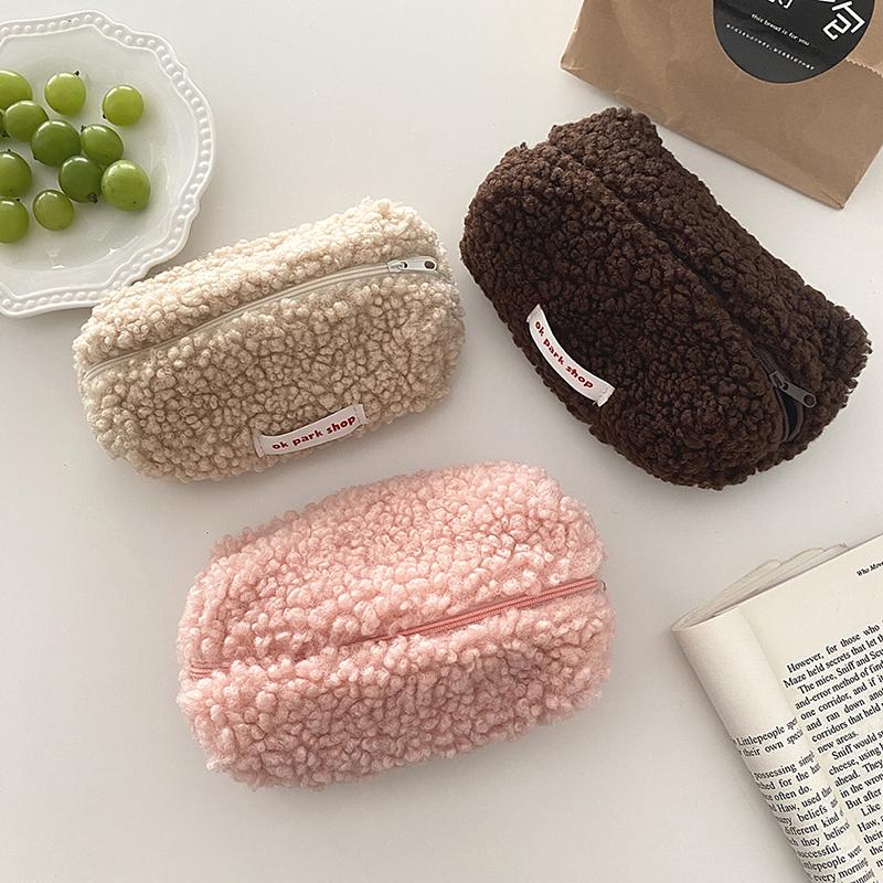 Cashmere Pencil Bag Case For Colored Pencils Plush Pencil Bag Zipper Bag