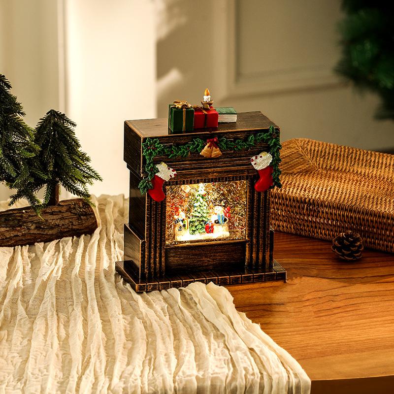 New Christmas decorations, fireplace lights, snowflake lights, music box, creative Christmas gift decorations