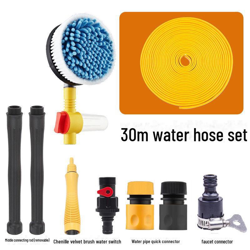 Portable Telescopic Chenille Car Wash Mop with Auto-Rotating Brush