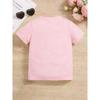 Girls Crew Neck Short Sleeve T-Shirt with Cartoon Blue Stars & Bow Print