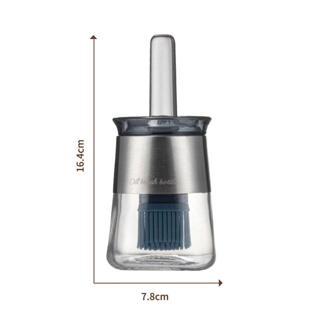 Oil Dispenser Bottle With Brush, Silicone Heat Resistance Basting Brush, Glass Oil Bottle Container For Kitchen Cooking Barbecue Sauce Grill Frying