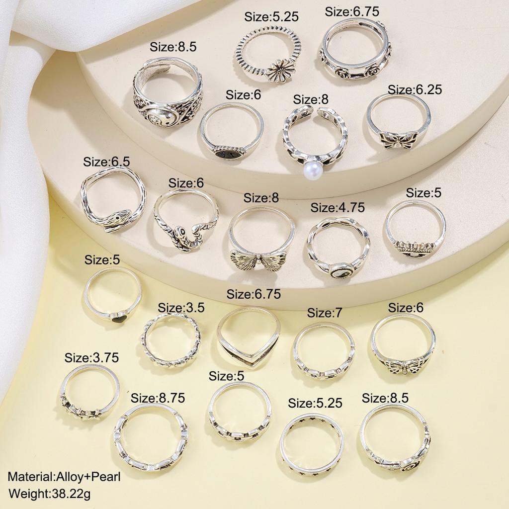 21 Pcs Gothic Rings Set for Women Fashion Simple Snake Butterfly Evil Eye Finger Ring Trendy Punk Jewelry Gifts 2024 New