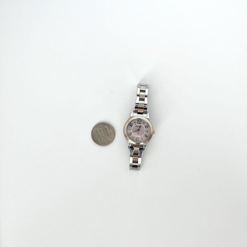 Полированные Seiko Lukia Excellent Pink S2428 [Рабочее состояние] Женские часы, Радиоуправляемые, Солнечные, Состояние, Циферблат, Золотой