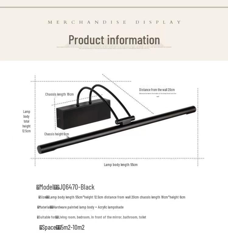 Punch-Free LED Vanity Light: Double-Bend Wall-Mounted, Waterproof, Fog-Proof Makeup Mirror Light with Iron Bracket for Bathroom