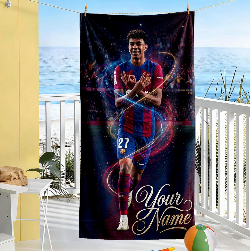 Lamin Yamal Customized Name Beach Towel Super Soft Absorbent Perfect For Traveling Yoga Camping And Swimming