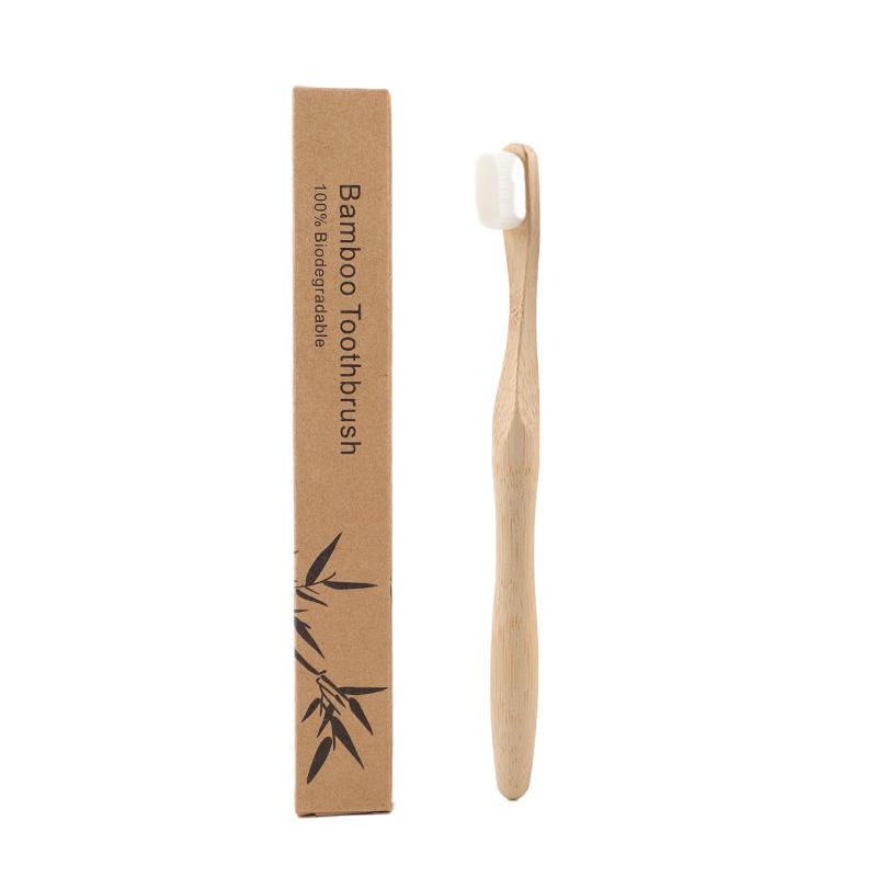 In Stock Customization Biodegradable Recyclable Kraft Box 12000 Ultra Soft Nano Bristles Calabash Handle Bamboo Toothbrush