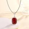 Jewelry Copper Bottom Gold-Plated Simulation Red Corundum Fat Rectangular 15 * 20 Pendant Necklace