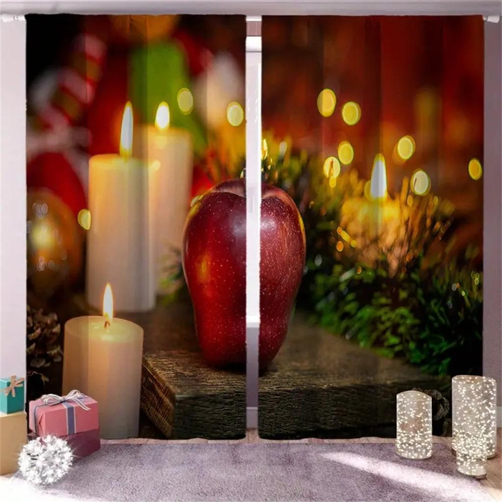 2 шт. Рождественский подарок Роскошные рождественские украшения Шторы Праздничная цифровая печать Праздничный декор Гостиная Спальня Кухня