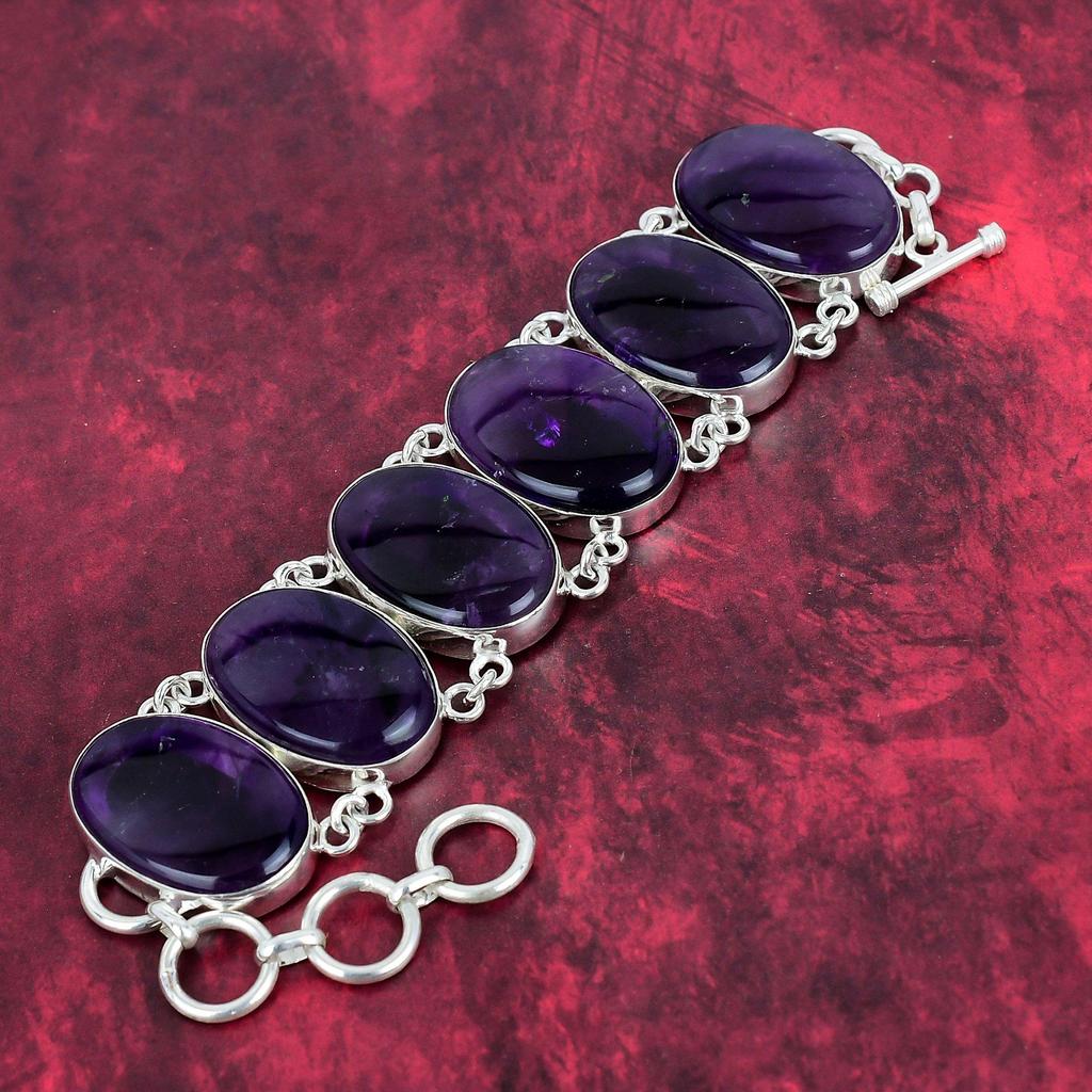 Star Amethyst 925 Solid Sterling Silver Necklace & Bracelet Jewelry Set, Beauteous Gemstone Jewelry, Handmade Adjustable Jewelry Set For Her