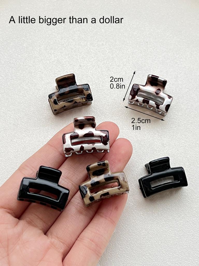 6PCS Tortoise Hair Claw Clips,Non-Slip Small Jaw Clip,Leopard Hair Clamps,Strong Hold Hair Styling Accessories for Women Girls