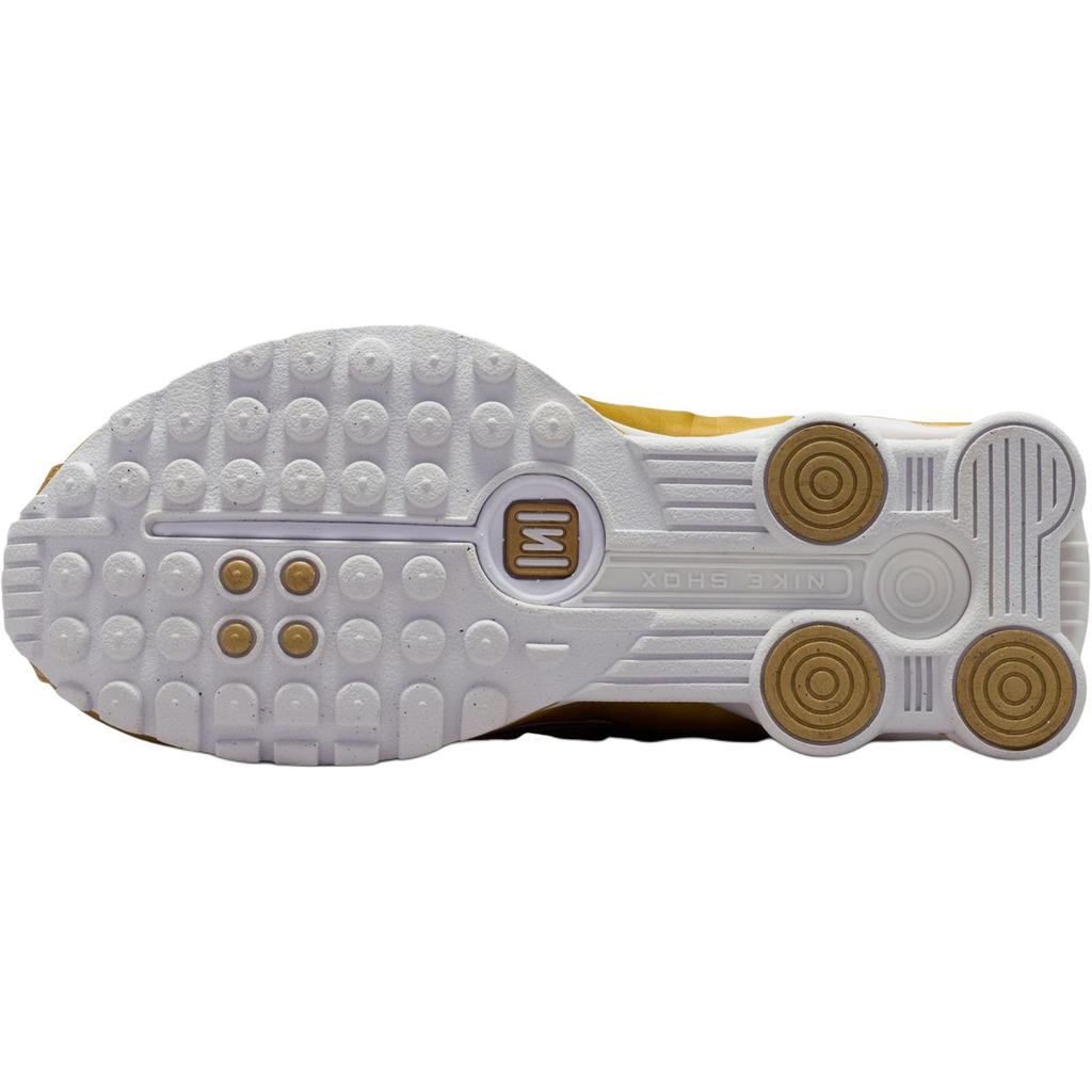 Nike Shox R4 Износостойкие Низкие Детские Кроссовки для Бега Белый Золотой Подростковые Кроссовки CW2626-700