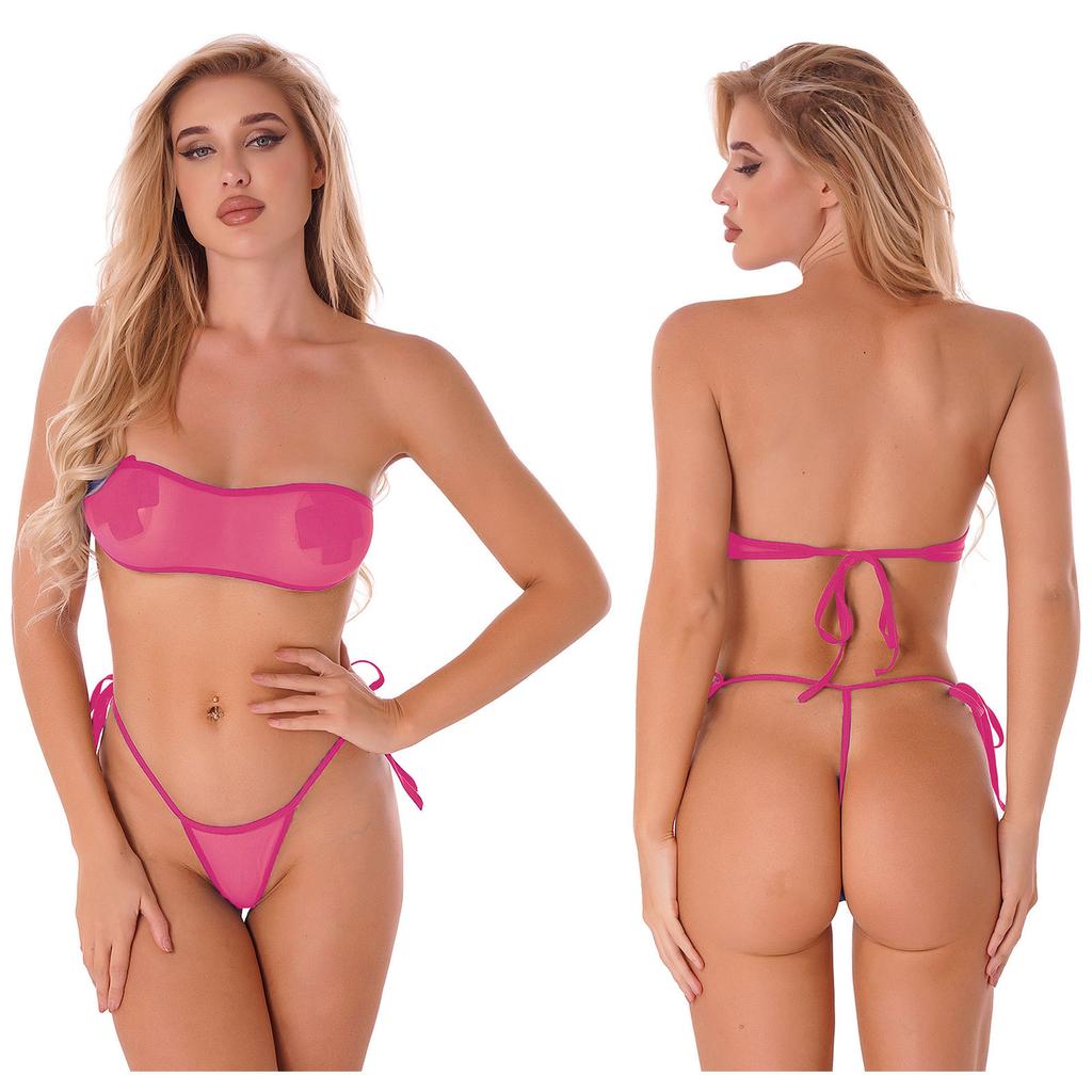 Женский комплект микро-бикини, мини-треугольные топы, стринги, купальный костюм, пляжная одежда