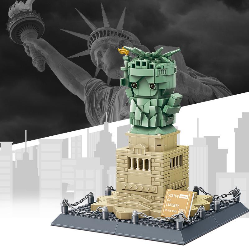 World Famous Architecture Statue Of Liberty New York United States Building Block Model Sets Bricks Educational Toys For Gifts