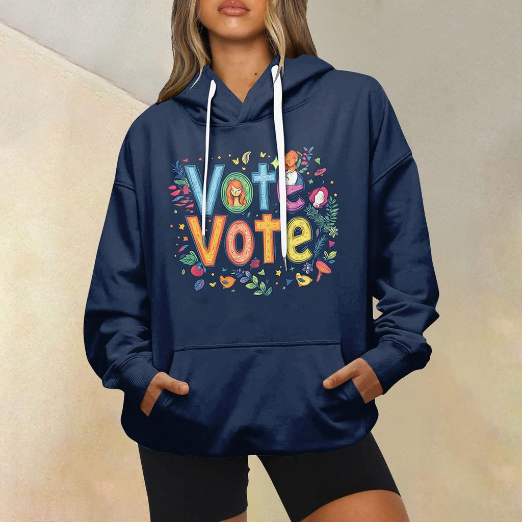 Women's Fashion Casual Long Sleeve Hooded Printed Sweatshirt