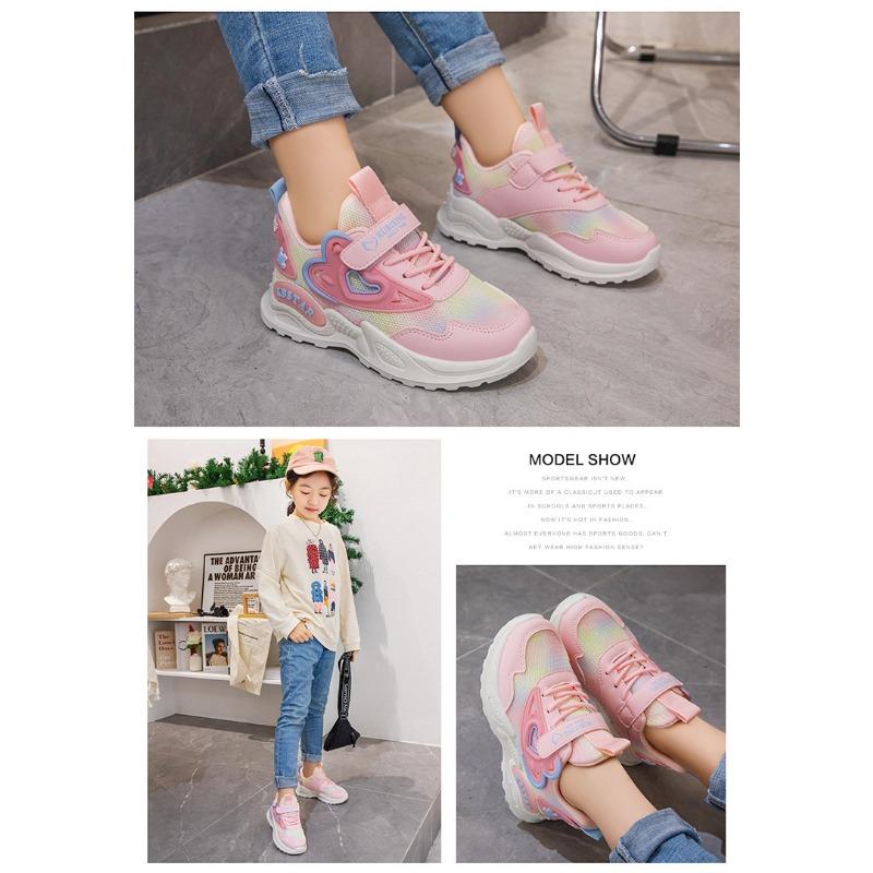 Спортивная обувь для девочек с двойной сеткой, весна и осень, новая удобная повседневная обувь для начальной школы, детская обувь, кроссовки с мягкой подошвой для детей