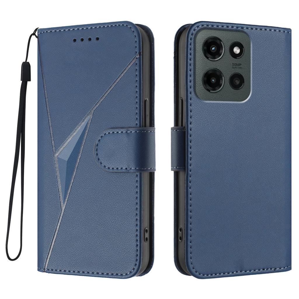 For Motorola Moto G Stylus 5G (2025) Case Triangle Imprint Leather Phone Cover with Lanyard