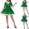 Irish Clothing Women's Hooded Dress V Neck Green Velvet St. Patrick's Day Skirt