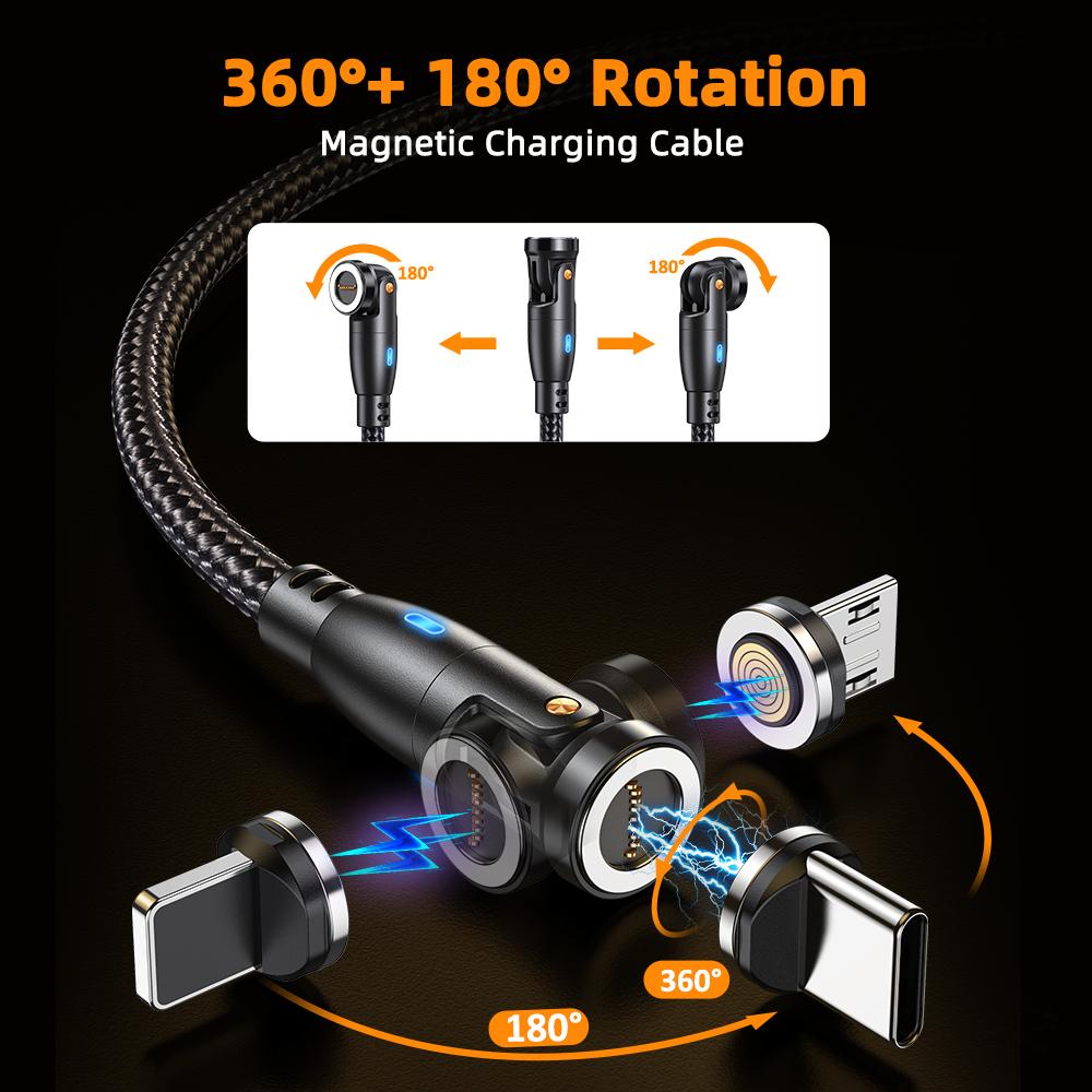 PD 100W 540 вращающийся магнитный кабель USB C на кабель Type C 5A быстрая зарядка шнур данных для Macbook iPhone Xiaomi ноутбук