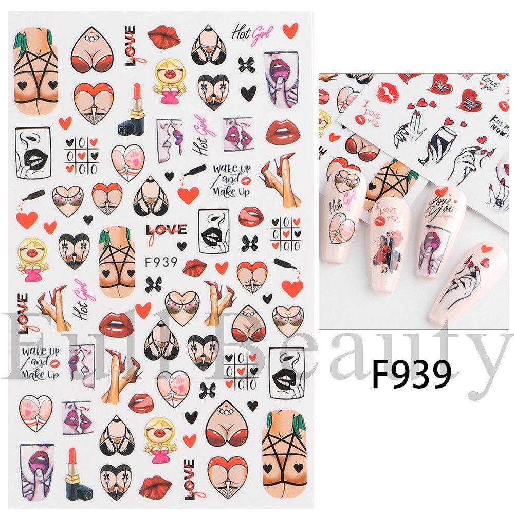Nail Art Stickers, Romantic Valentine'S Day Love Cartoon Panda Love Adhesive Nail Stickers