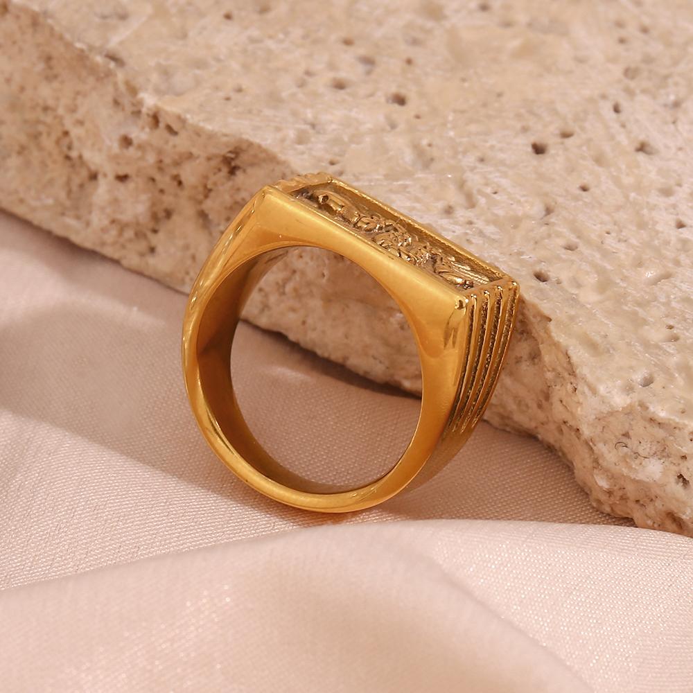 MamacitaSlay Винтажные Квадратные Кольца из Нержавеющей Стали 316L с Узором Змеиной Кожи 18K Позолоченные Водонепроницаемые Украшения Женские Роскошные Украшения