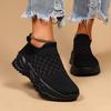 Women's Breathable Knit Sneakers, Comfortable Round Toe Low Top Shoes, Women's Casual Slip On Shoes