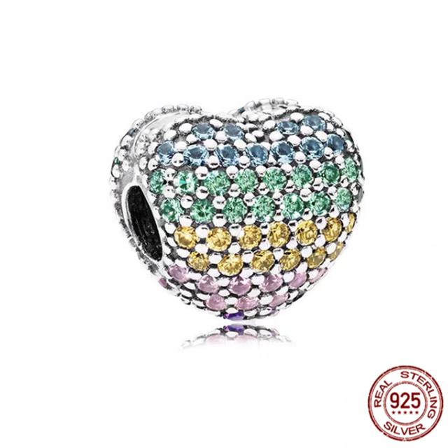 Стерлингового серебра 925 пробы, прозрачное Pav éClip, подвеска из бисера, подходит для милого модного браслета, ожерелье, модные украшения, подарок для женщин