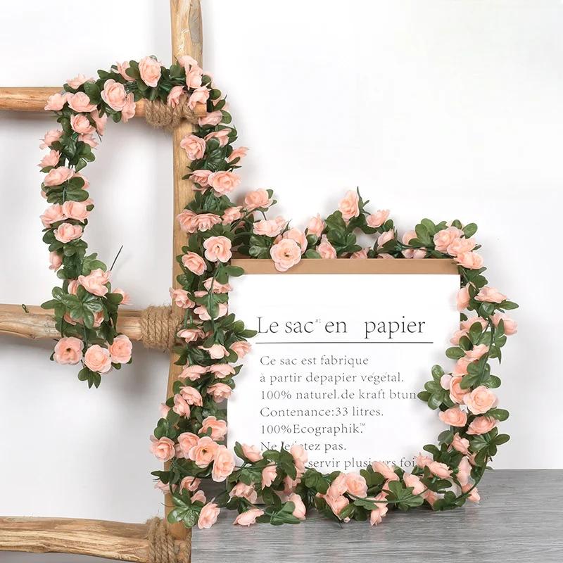 2,3 м искусственная роза лоза для свадебной гирлянды белая розовая комната свадебное украшение шелковая искусственная роза лоза домашний декор