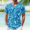 Летний топ с V-образным вырезом и принтом 3D-листьев, модные повседневные свободные футболки с короткими рукавами для мужчин