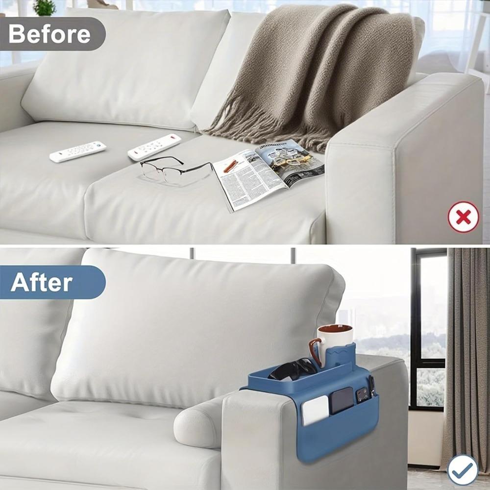 Силиконовая подставка под стакан, поднос-подстаканник для дивана, ящик для хранения на подлокотнике дивана с аксессуарами, боковой карман для пульта дистанционного управления и напитков